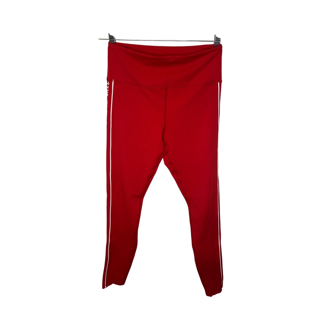 Zyia Active Red Leggings with White Side Stripe Athletic Workout Women's 8-10